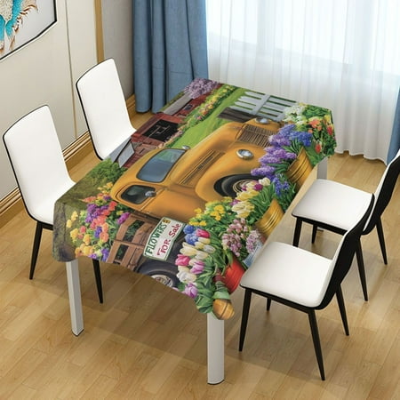 

ALAZA Farm Scene Truck Rectangle Tablecloth Tablecover Dinning Table Cloth 60 x60