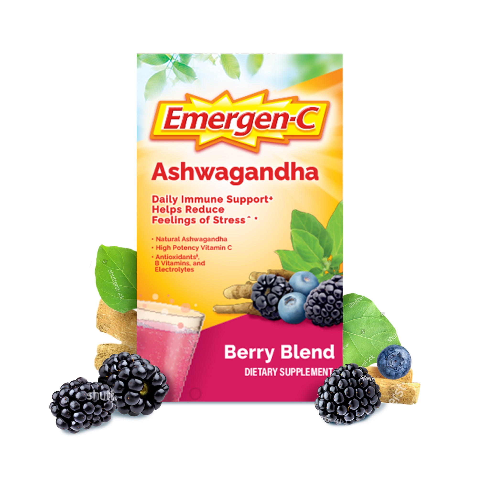 Emergen-C Vitamin C Ashwagandha Drink Mix, Dietary Supplement for Immune Support - 18 Ct