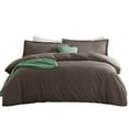 thumbnail image 4 of Virtu 3pc Duvet Cover Set, Luxury Microfiber Bedding Set twin with 2 Pillow Sham, Chocolate brown, 4 of 10