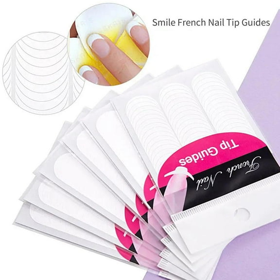 6Pack 288 Pieces French Manicure Nail Art Stickers, Self-Adhesive Nail Tips Guides for DIY Decoration Stencil Tools