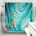 thumbnail image 2 of Marble Shower Curtain Set, Abstract Jade Green Gilding Stripes Shower Curtain, Modern Ink Art Decor Waterproof Fabric Shower Curtain for Bathroom Decor with Hooks, 72X72in, 2 of 5