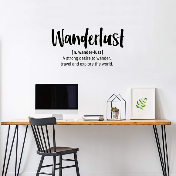 Vinyl Wall Art Decal - Wanderlust Definition - 21" x 39" - Trendy Funny Optimistic Travel Quote Bedroom Living Room Office Coffee Shop Agency Travelers Decor