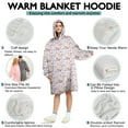 thumbnail image 5 of Wearable Oversized Blanket,White Cartoon Unicorn Rainbow Crown Pattern Wearable Blanket Hoodie for Adults,Cozy Hooded Blankets with Super Pockets,Super Warm Fuzzy Pullover for Women & Men, 5 of 6