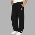 thumbnail image 2 of Honhmin Boys Sweatpants, Casual Elastic Waist Embroidered Loose Pants with Pockets Black Size 4-5 T, 2 of 3