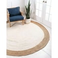 thumbnail image 1 of 5 Ft Round White Jute Area Rug, Hand-Woven, Reversible, Farmhouse Boho Style, Durable & Pet-Friendly Rug for Living Room, Dining Room, and Bedroom, 1 of 5