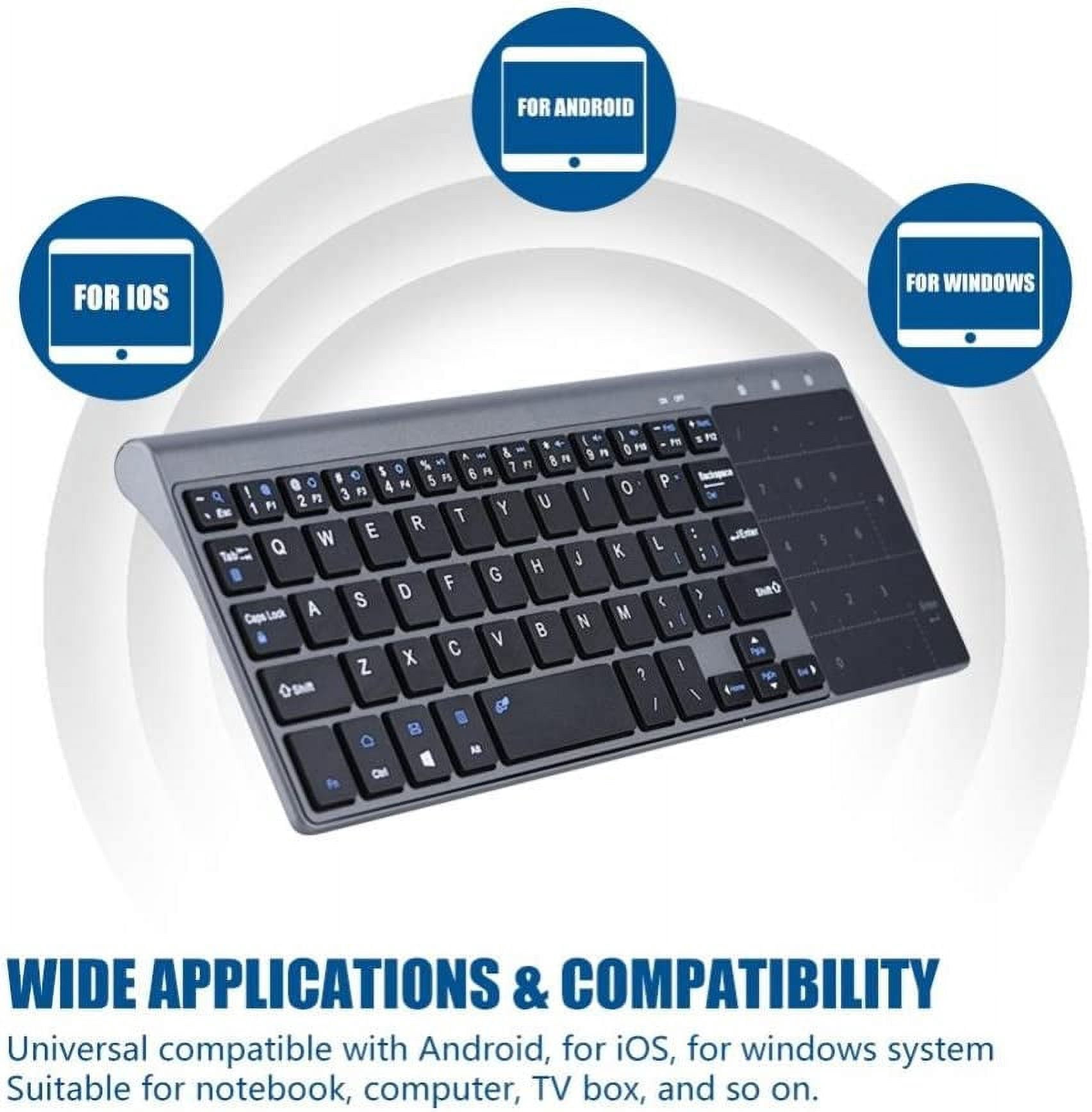 Yirtree Mini Slim Wireless Keyboard, 2.4Ghz Wireless Keyboard Handheld with Touchpad for PC Notebook TV Box Notebook Computer Portable PC Keyboard