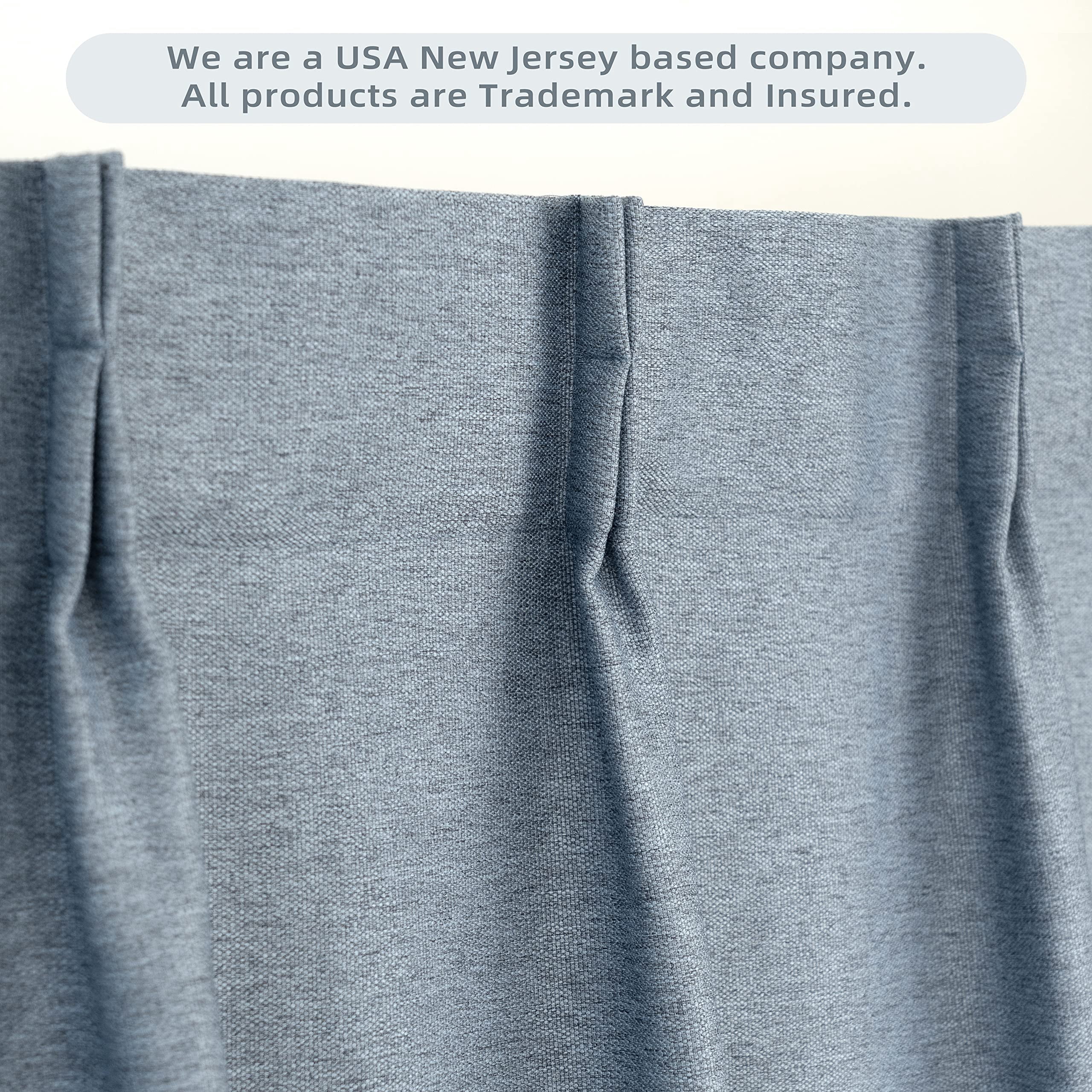 DriftAway Pinch Pleat Valance for Kitchen Window Blackout Faux Linen Textured Solid Valance for Living Room 16 Inch Farmhouse Window Treatment Back Tab 52x16 Dusty Blue