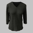 thumbnail image 5 of Womens Tops Trendy Three Quarter Sleeve Ribbed Textured Turtleneck Soft Brushed Womens Graphic T-Shirts,Black,M, 5 of 5