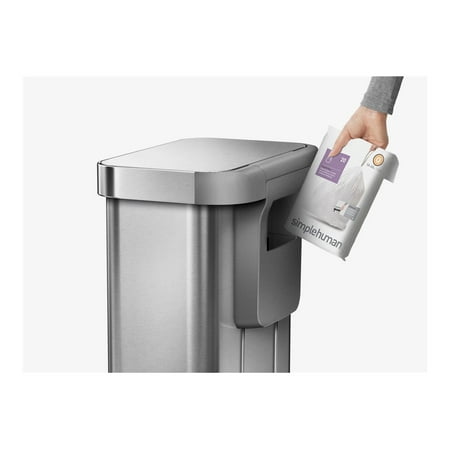 simplehuman 58 Liter Rectangular Sensor Can with Voice and Motion Control, Brushed Stainless Steel - Brushed Stainless Steel