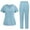 Light Blue, variant on Scrubs Set for Women Short Sleeve V-Neck Top Elastic Waist Jogger Pants with Pockets Athletic Nursing Uniform Solid Stretch Workwear