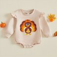 thumbnail image 2 of KPOPLK Holiday Baby Girl Bodysuit Long Sleeve Cartoon Bubble Romper with Christmas Halloween Thanksgiving 3 6 9 12 Months(Brown,12-18 Months), 2 of 6