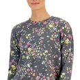 thumbnail image 2 of ID Ideology Women's Active Pansy Print Side Slit Relaxed Crewneck Sweatshirt Yellow Size X-Small, 2 of 3