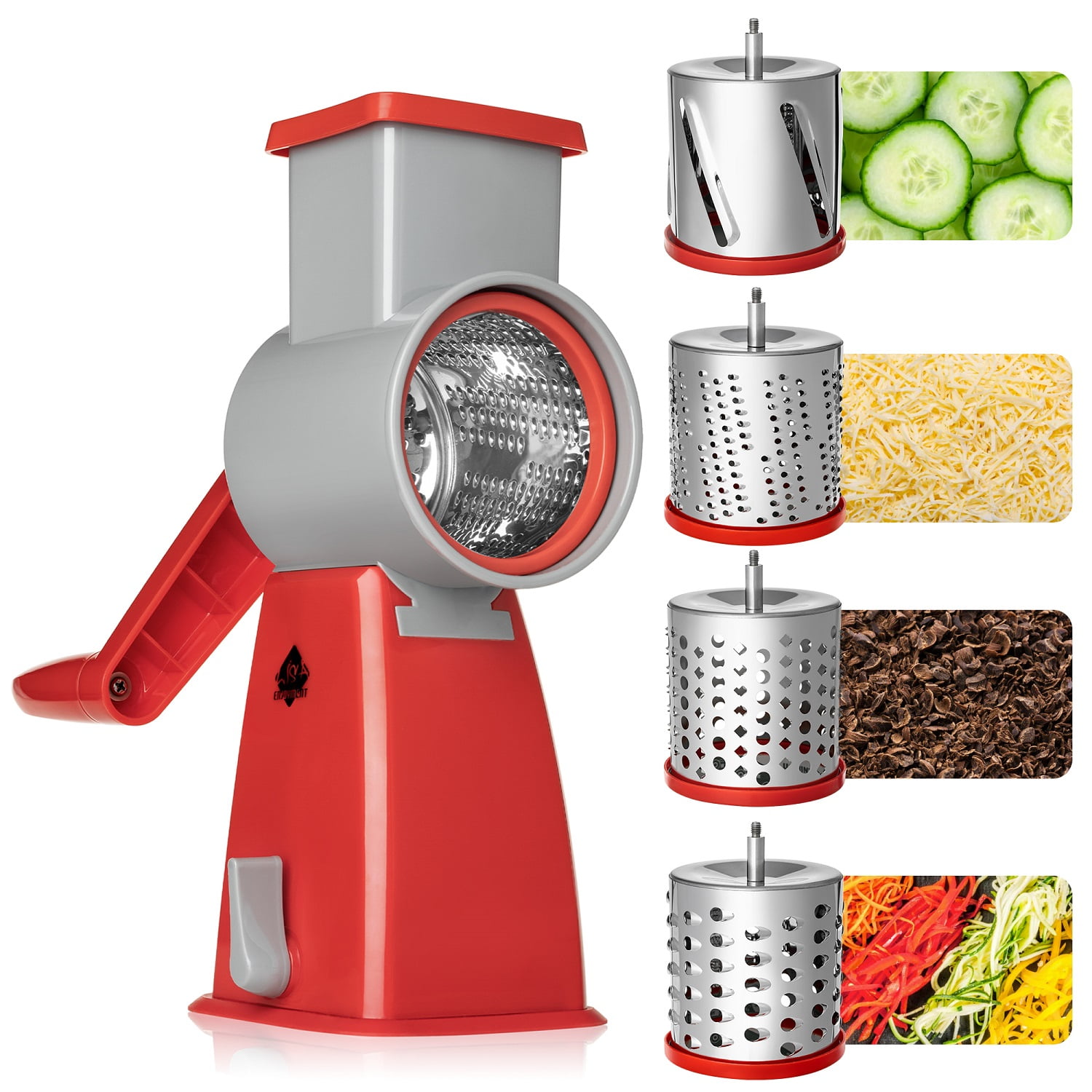 4 in 1 Rotary Cheese Grater, Kitchen Mandoline Vegetable Slicer for