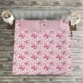 thumbnail image 3 of Ambesonne Butterfly Quilted Bedspread Set 3 Pcs, Pink Flowers, King Size, Pale Pink White, 3 of 3
