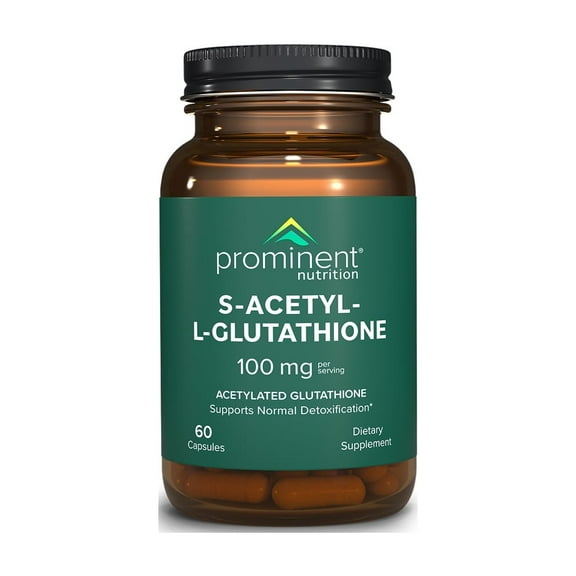 Prominent Nutrition S-Acetyl L-Glutathione Supplement - Clinically Researched Emothion Acetylated Glutathione for Normal Liver Detoxification Support & Optimal Antioxidant Effect, 60 Vegan Capsules