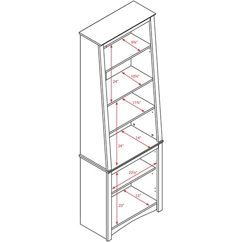 Prepac 6-Shelf Slant Back Bookcase, Espresso