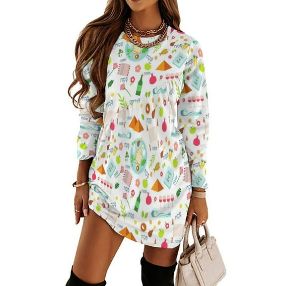 Happy Passover Loose Dress Evening Dress Summer Dresses for Women Luxury Dress Long Sleeved Dress