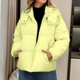 thumbnail image 2 of Breezora Womens Cropped Puffer Jacket Winter Warm Quilted Coat With Removable Hood And Pockets XXL Size Yellow, 2 of 4