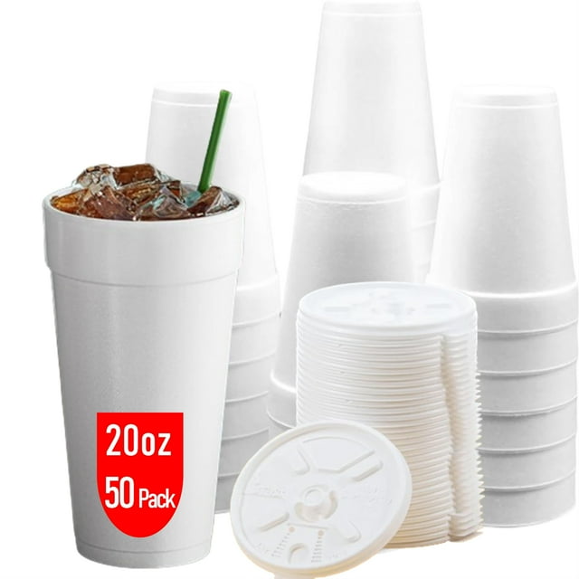 Vasos de espuma Mr Miracle de 20 onzas para bebidas frías y calientes, paquete de 50