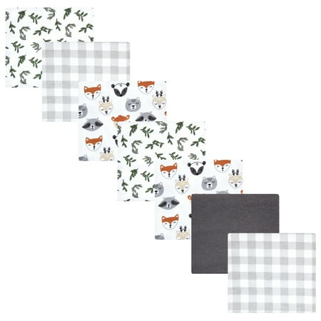 Luvable Friends Hudson Baby Flannel Receiving Blankets 7pk, Forest Woodland Gray