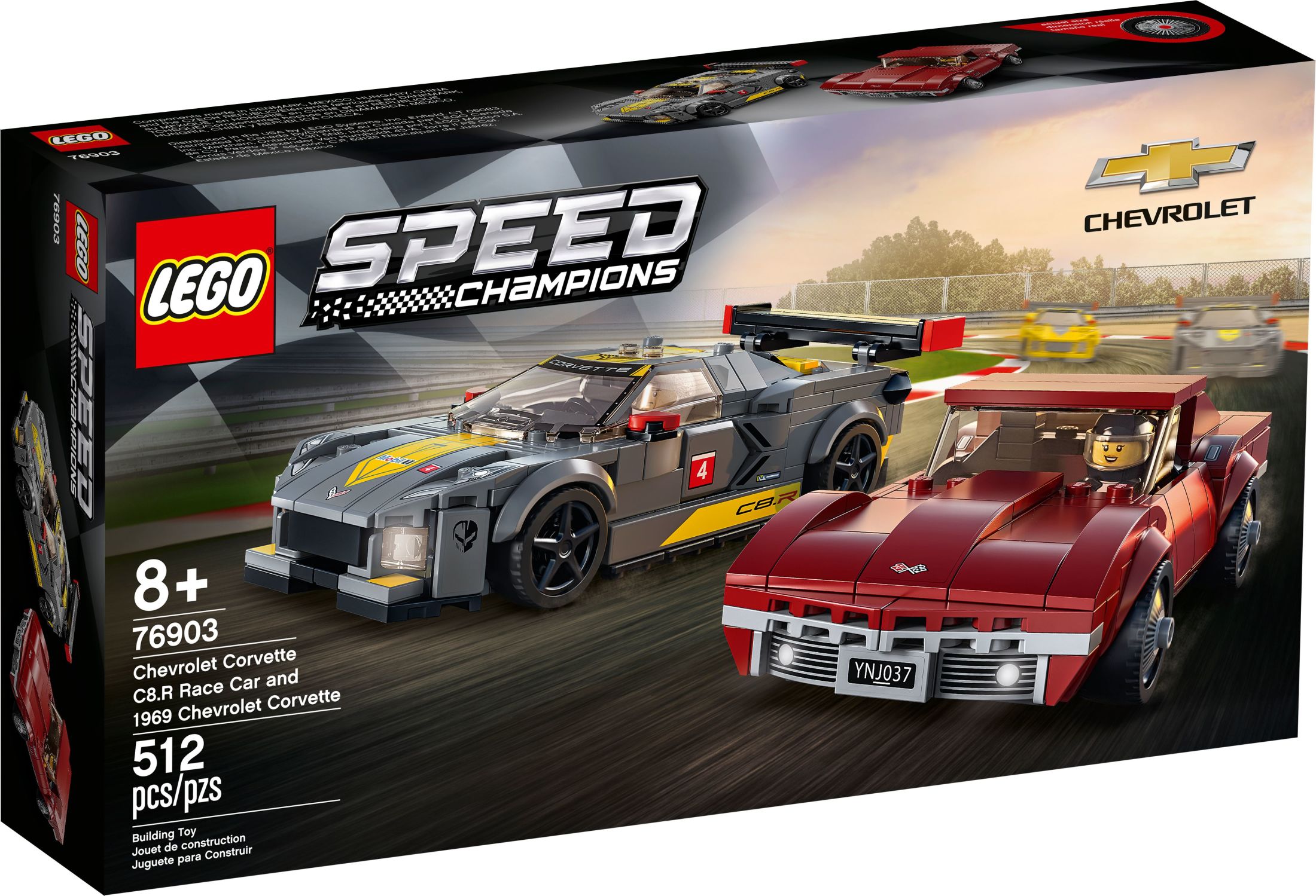 LEGO Speed Champions Chevrolet Corvette C8.R Race Car and 1969 Chevrolet Corvette 76903 Building Toy (512 Pieces) - image 3 of 8