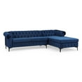 thumbnail image 2 of Noble House Rustyn Velvet Sectional Chaise Sofa, Midnight Blue, Blue, 2 of 9