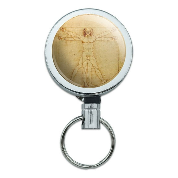 Leonardo Da Vinci The Vitruvian Man Retractable Belt Clip Badge Key Holder
