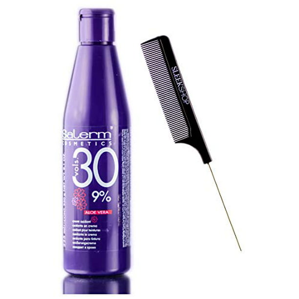 Salerm Cosmetics ALOE VERA Developer Cream Oxidant (w/Sleek Comb) Hydrogen  Peroxide Activator for Vision Hair Color Salermvision Haircolor Dye (30  Volume / 9% - 225 ml) 