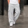 thumbnail image 2 of Glisme Trousers For Men High Waist Straight Leg Loose Fit Solid Color Slacks Simple Daily Wear 3Xl Light Gray, 2 of 8