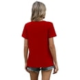 thumbnail image 6 of Ronuti Women T Shirts Pleated Short Sleeve Tops Business Casual Dressy Blouses Red Tops, 6 of 9