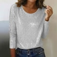 thumbnail image 2 of BLVB Sequin Tops for Women Sparkly Tunic Shirt Party Top Glitter Long Sleeve Crewneck Blouses Evening Club Outfits, 2 of 7