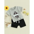 thumbnail image 3 of Bslissey Toddler Baby Boys Casual Shorts Sets Short Sleeve Football Letter Print T-shirt + Solid Color Shorts 2Pcs 6M 12M 18M 24M 3T Infant Summer Daily Outfits, 3 of 9