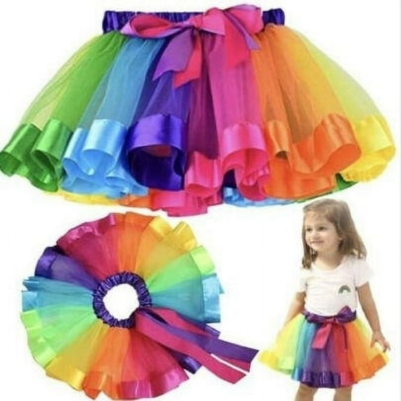 Toddler Kids Girls Rainbow Color Tutu Skirt Ballet Dress Girls 3 Layers - New with box/tags