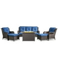 thumbnail image 3 of Gymojoy 6-Piece Outdoor Patio Furniture Set with 41" Gas Fire Pit Table, PE Wicker Sectional Sofa & Lounge Chair, 4" Thick Cushions – Perfect for Garden, Yard, or Porch, 3 of 13