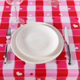 thumbnail image 4 of Valentine''s Day Checkered Fabric Rectangle Table Cloth- 60 x 120 Inch -Polyester Heart Pattern Tablecloth, Table Cover Protector for Party, Wedding, Valentine Decoration Use, Red & White, 4 of 6
