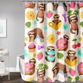 thumbnail image 3 of Cute Sloth Shower Curtain, Funny Animal Food Tropic Leaves Kawaii Kids Bath Curtain,Brown Sloth Decorative Curtain with 12 Plastic Hooks,Polyester Waterproof 36" W*72" H, 3 of 6