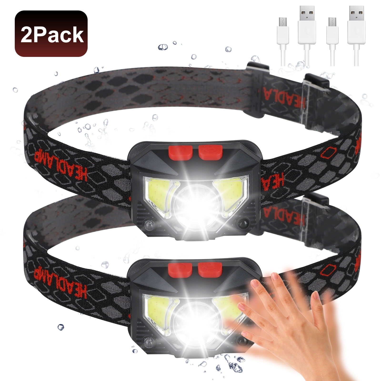 Headlamp Flashlight, 1000 Lumen UltraLight Bright LED Rechargeable Headlight with White Red