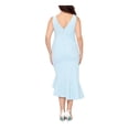thumbnail image 2 of XSCAPE Womens Light Blue Zippered Ruffled Asymmetrical Hem Sleeveless V Neck Midi Cocktail Fit + Flare Dress Plus 14W, 2 of 3