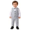 thumbnail image 3 of iiniim Little Boys Baby Gentleman Suit Pointed Hem Vest Bowtie Wedding Party Long Sleeves Shirt Pants Clothing Set Grey 2-3, 3 of 7