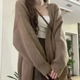 thumbnail image 4 of VNKIDY Women Sweater Autumn Winter Solid Color Cardigan Long Sleeve Button Front Loose Fit Soft Sweater Coat For Casual Daily Wear Fashionable Knitwear, 4 of 9