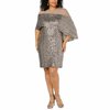 Betsy & Adam Womens Dress Plus Sheath Sequined Illusion