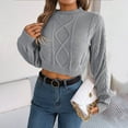 thumbnail image 4 of Womens sweaters Cropped Sweater Casual Long Sleeve Cable Knit Pullovers Fall trendy Winter Sweater Jumper Tops for ladies, 4 of 7