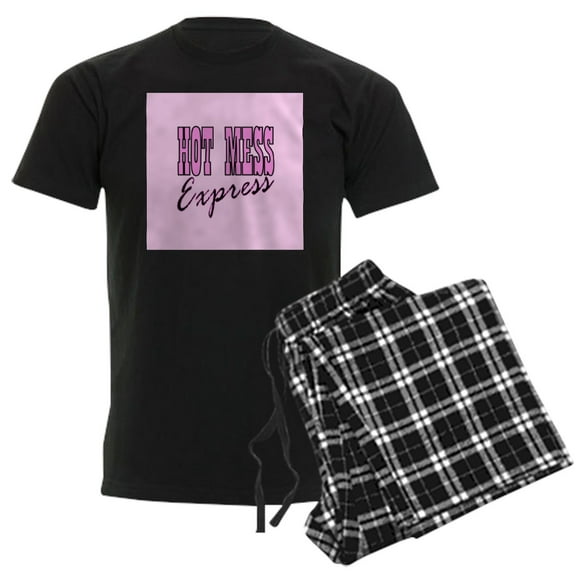 CafePress - Pink Hot Mess Express Men's Dark Pajamas - Men's Dark Loose Fit Cotton Pajama Set