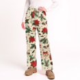 thumbnail image 5 of WTOBBY Women's Festive Christmas Print Pajama Bottoms, Soft and Comfortable Fleece-Lined Sleep Pants with Snowflake and Tree Designs, Casual Home Wear for Winter,Beige L, 5 of 5