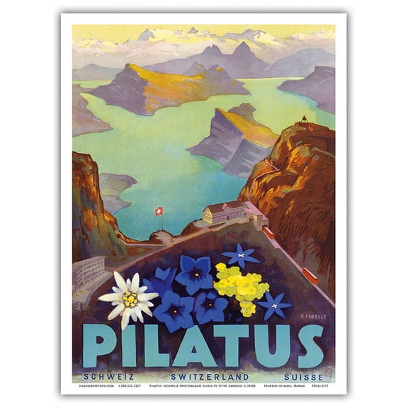 Mount Pilatus - Schweiz Switzerland Suisse - Lake Oberalp - Vintage Travel Poster by Otto Landolt c.1920s - Master Art Print (Unframed) 9in x 12in