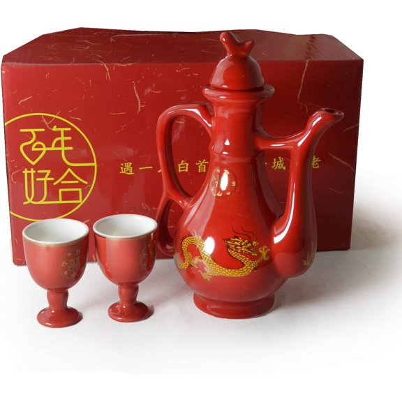 Fiesta Porcelain Set 1Pot 2 Cups Cross-cupped Wine for Red Ceremony Wedding Party Home Gift