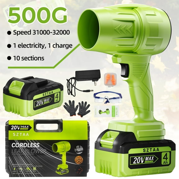 Power Cordless Leaf Blower 20V，1 Battery Handheld for Yard, Lawn, Driveway & Snow,260 CFM/76 MPH Air Speed & 29000 RPM,Variable Speed, Lightweight