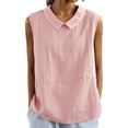 thumbnail image 3 of CAIXIA Sleeveless Button Down Shirts for Women Business Collared Shirt Work Blouses Button Up Office Clothes Professional Tank Top,Pink, 3 of 8