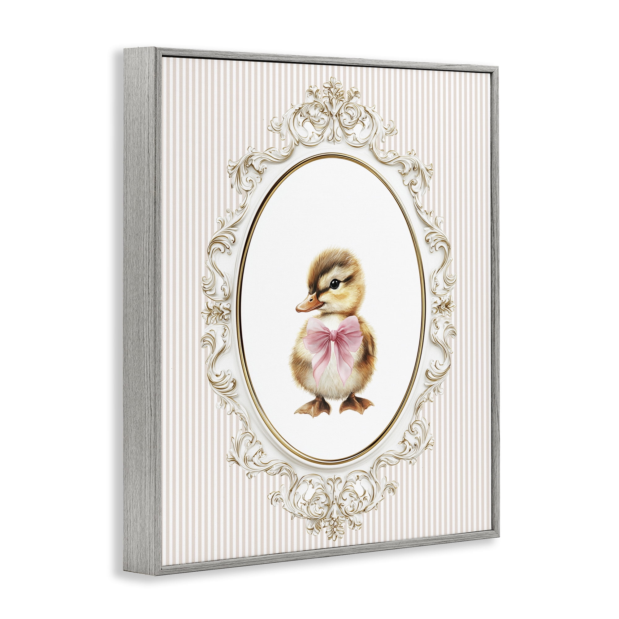 Stupell Industries Spring Gingham Baby Duck Gray Framed Giclee Art, design by Christine Simpson Art