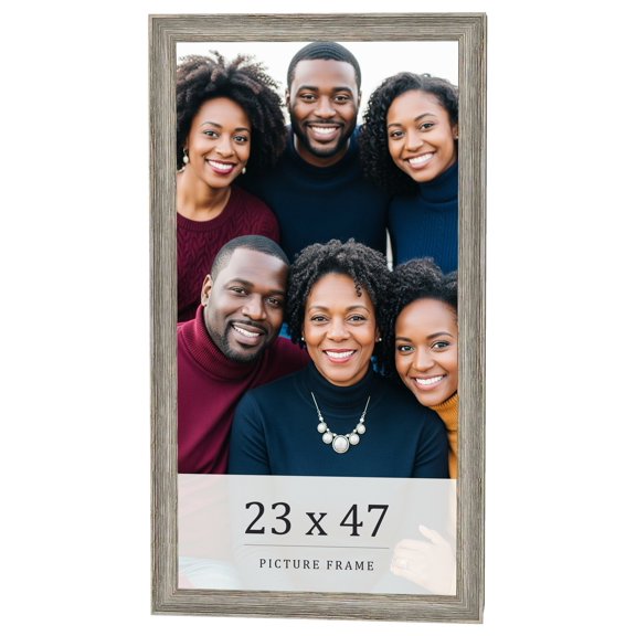 23x47 Frame Grey Solid Wood Picture Frame Width 1 Inches | Interior Frame Depth 0.5 Inches |